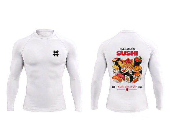 Lycra Addicted to Sushi - recto verso sur fond blanc