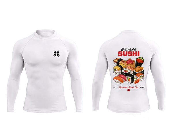 Lycra Addicted to Sushi - recto verso sur fond blanc