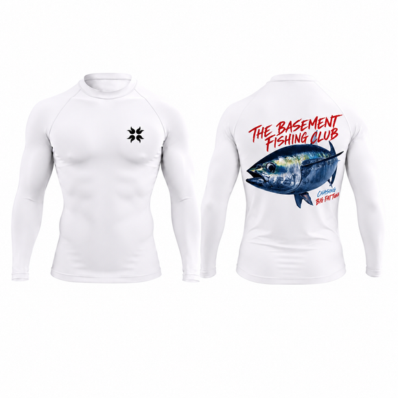 The Basement Fishing Club UV Shirt - recto verso sur fond blanc